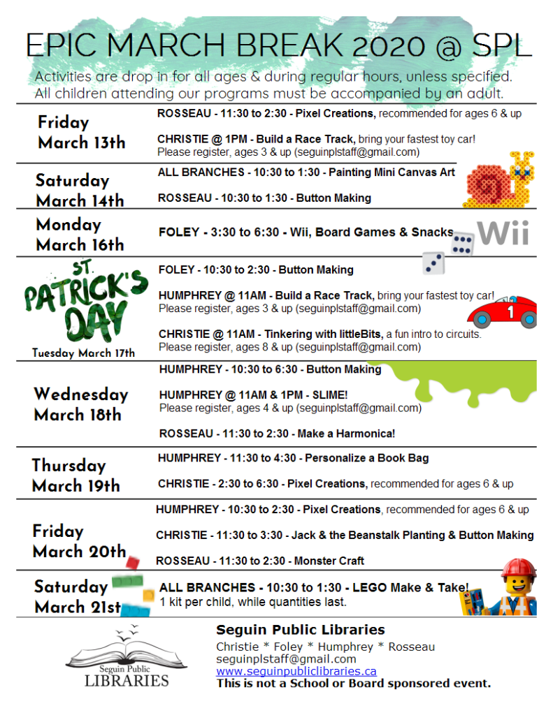 Programs Seguin Township Public Library