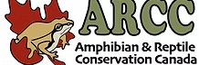 Arcc : Amphibian & reptile conservation Canada logo which includes and image of a brown frong on a red maple leaf.