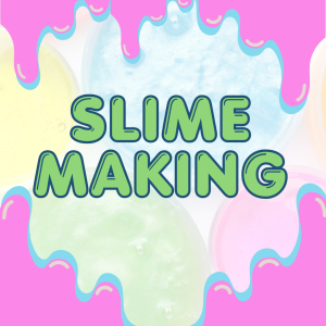 cartoon style writing that says "slime making"